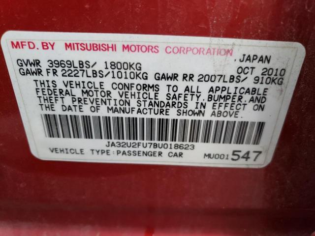 JA32U2FU7BU018623 - 2011 MITSUBISHI LANCER ES/ES SPORT RED photo 12