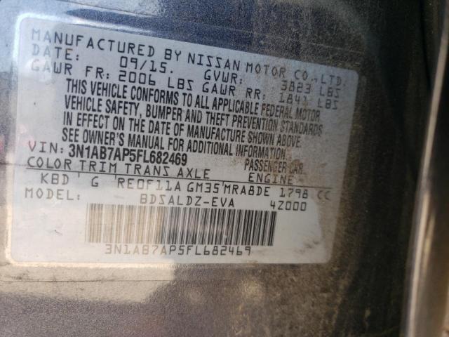 3N1AB7AP5FL682469 - 2015 NISSAN SENTRA S GRAY photo 12