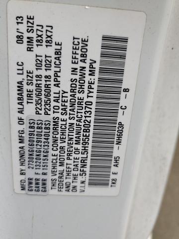 5FNRL5H95EB021370 - 2014 HONDA ODYSSEY TOURING WHITE photo 14