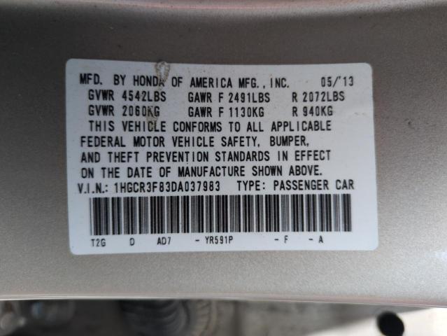 1HGCR3F83DA037983 - 2013 HONDA ACCORD EXL 棕色 照片 12