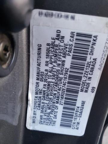 2T1KR32E74C167962 - 2004 TOYOTA COROLLA MA XR GRAY photo 12