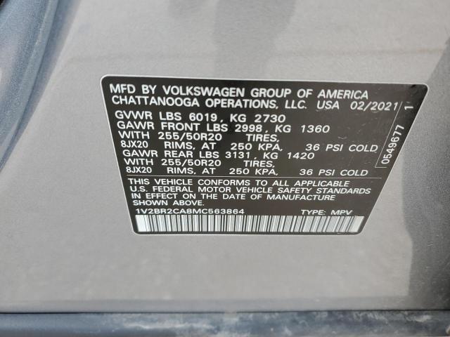 1V2BR2CA8MC563864 - 2021 VOLKSWAGEN ATLAS SEL Gümüş foto 13