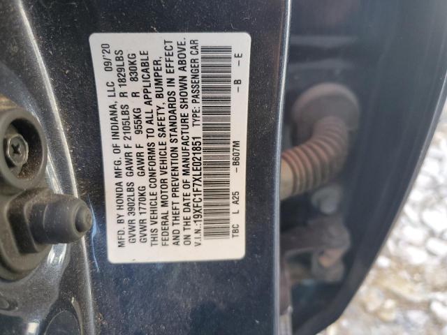 19XFC1F7XLE021851 - 2020 HONDA CIVIC EXL BLUE photo 13