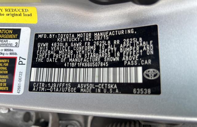 4T1BF1FK6GU507845 - 2016 TOYOTA CAMRY LE SILVER photo 10