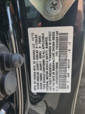 19XFB2F59CE106946 - 2012 HONDA CIVIC LX BLACK photo 12