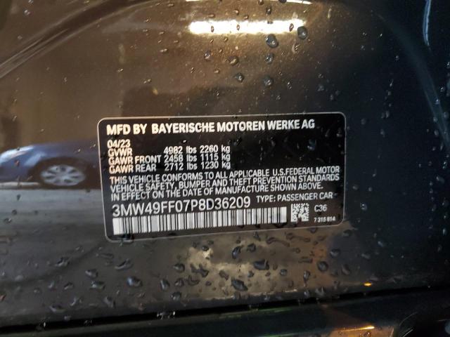 3MW49FF07P8D36209 - 2023 BMW M340XI GRAY photo 12