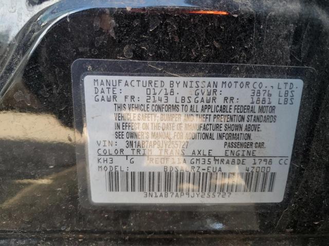 3N1AB7AP9JY255727 - 2018 NISSAN SENTRA S BLACK photo 12