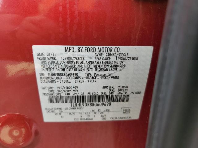 1LNHL9DR8BG609690 - 2011 LINCOLN MKS წითელი ფოტო 13