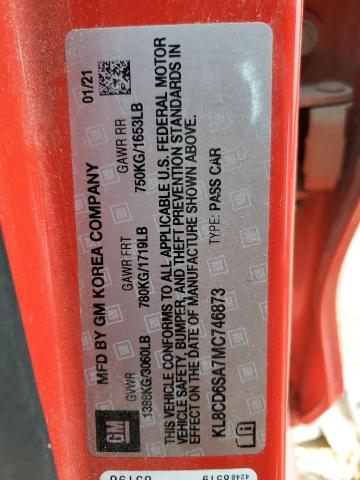 KL8CD6SA7MC746873 - 2021 CHEVROLET SPARK 1LT Կարմիր լուսանկար 12