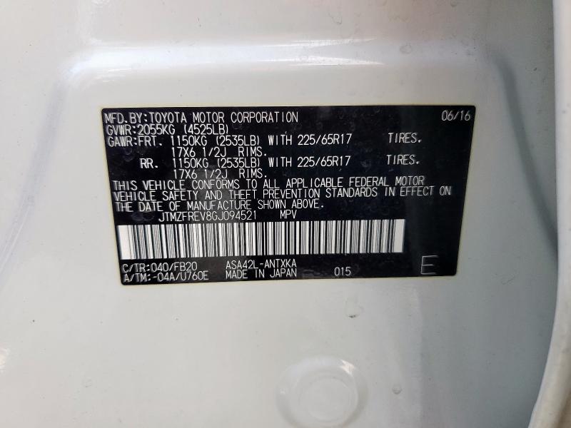 JTMZFREV8GJ094521 - 2016 TOYOTA RAV4 LE WHITE photo 14