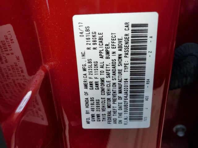 19UUB2F64JA000194 - 2018 ACURA TLX TECH+A Կարմիր լուսանկար 13