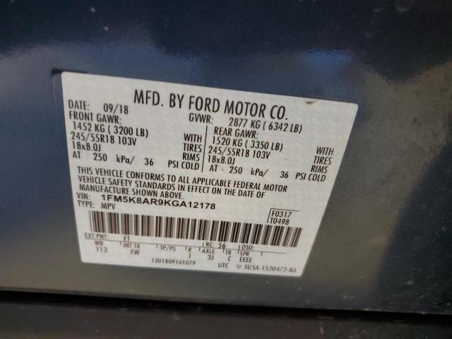 1FM5K8AR9KGA12178 - 2019 FORD EXPLORER POLICE INTERCEPTOR BLUE photo 12