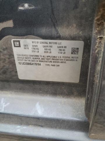 1G1JC5SB8G4179164 - 2016 CHEVROLET SONIC LT GRAY photo 12