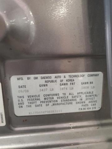 KL1TD66E79B383211 - 2009 CHEVROLET AVEO LS 灰色 照片 12