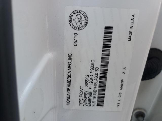 19UUB1F63LA800160 - 2020 ACURA TLX TECHNOLOGY WHITE photo 12