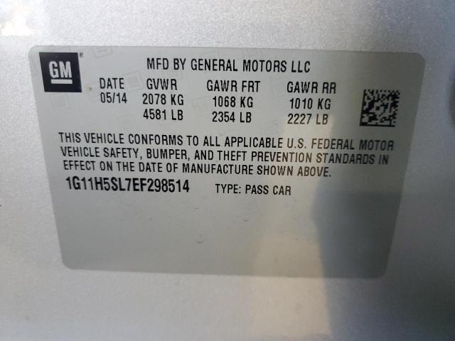 1G11H5SL7EF298514 - 2014 CHEVROLET MALIBU LTZ ვერცხლისფერი ფოტო 11