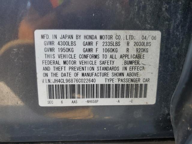 JH4CL96876C022640 - 2006 ACURA TSX BLACK photo 12