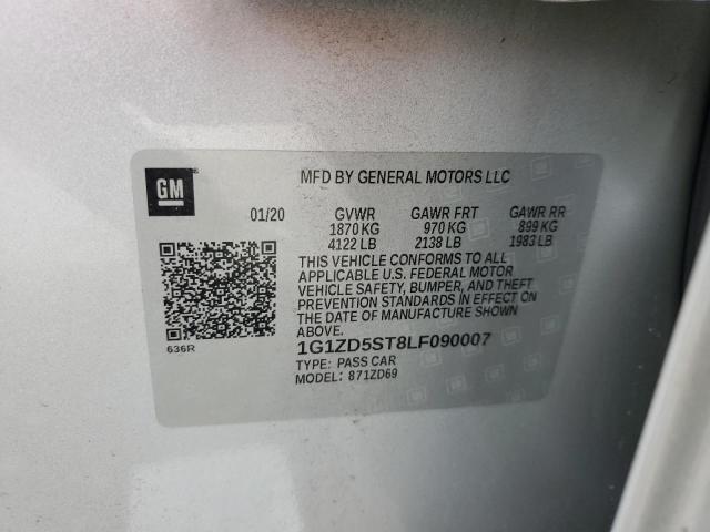 1G1ZD5ST8LF090007 - 2020 CHEVROLET MALIBU LT SILVER photo 12