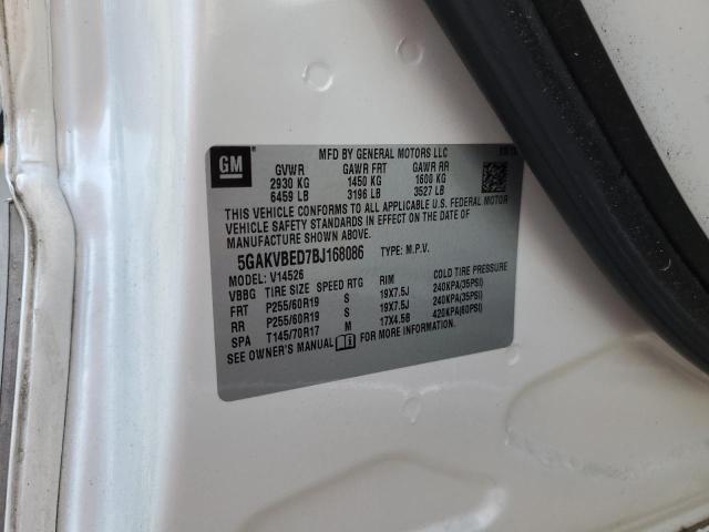 5GAKVBED7BJ168086 - 2011 BUICK ENCLAVE CXL WHITE photo 14