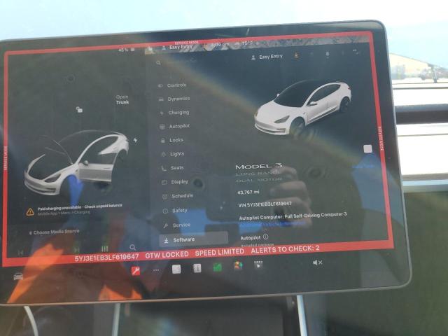 5YJ3E1EB3LF619647 - 2020 TESLA MODEL 3 WHITE photo 9