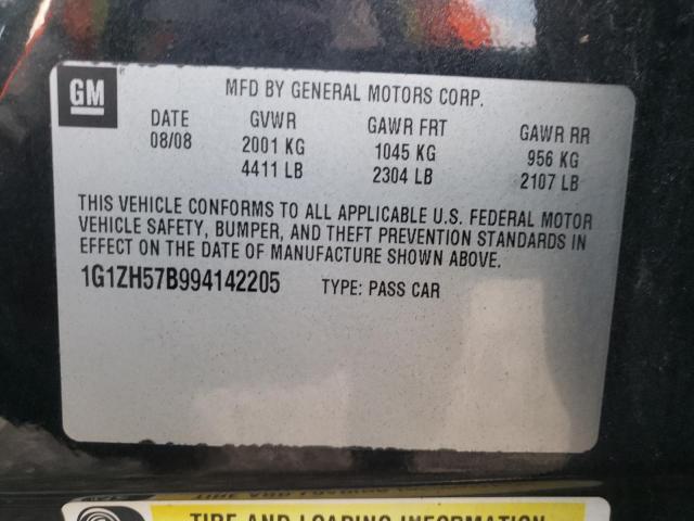 1G1ZH57B994142205 - 2009 CHEVROLET MALIBU 1LT 黑色 照片 12