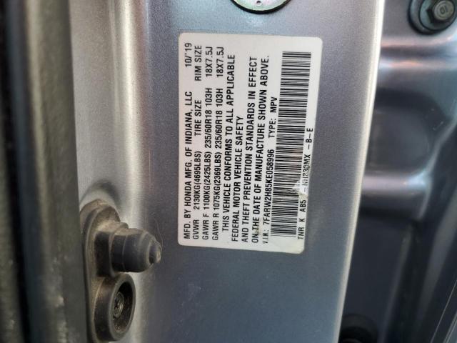 7FARW2H85KE058996 - 2019 HONDA CR-V EXL SILVER photo 13