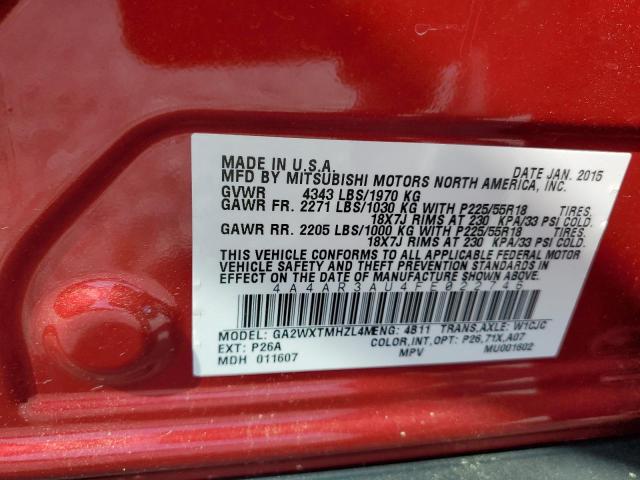 4A4AR3AU4FE022746 - 2015 MITSUBISHI OUTLANDER SPORT ES RED photo 13