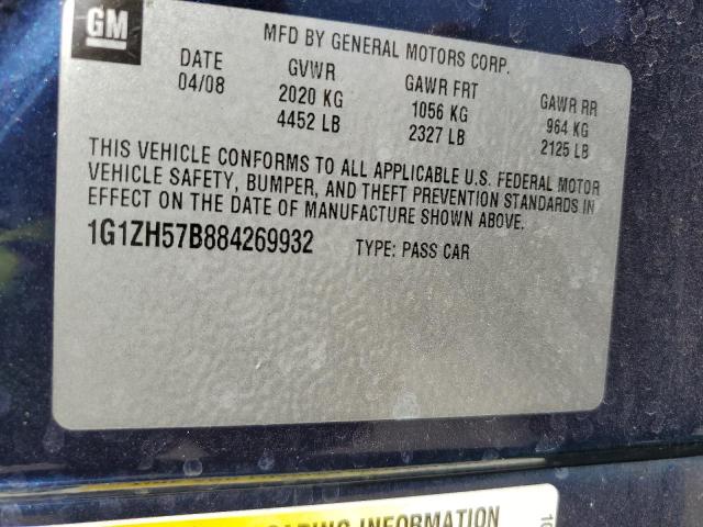 1G1ZH57B884269932 - 2008 CHEVROLET MALIBU 1LT BLUE photo 13