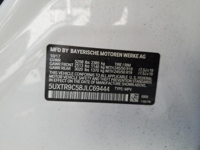 5UXTR9C58JLC69444 - 2018 BMW X3 XDRIVE30I WHITE photo 13