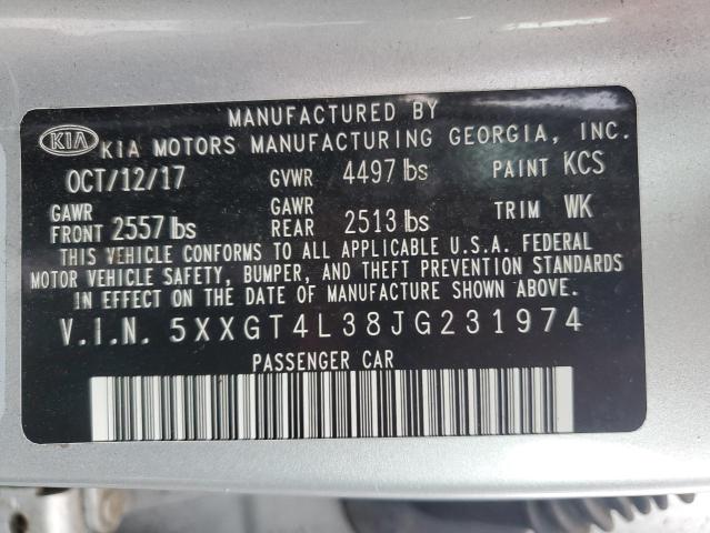 5XXGT4L38JG231974 - 2018 KIA OPTIMA LX SILVER photo 13