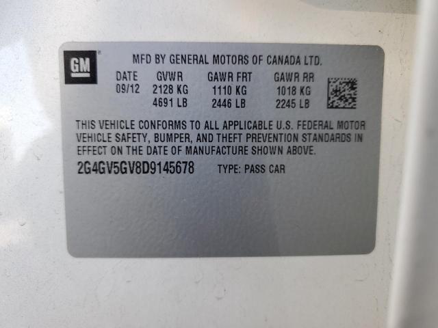 2G4GV5GV8D9145678 - 2013 BUICK REGAL GS Ақ фото 12