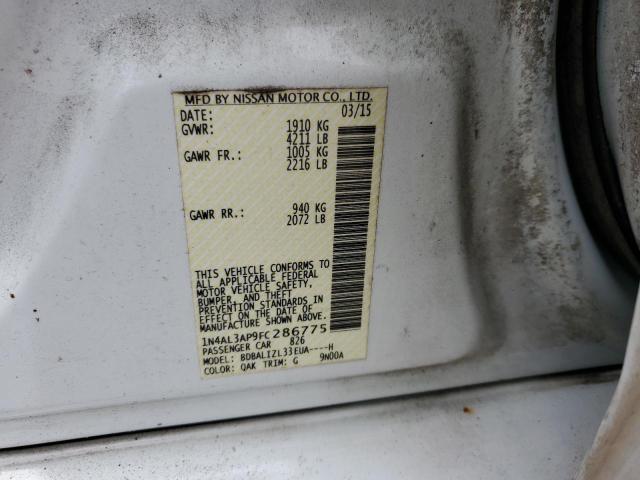 1N4AL3AP9FC286775 - 2015 NISSAN ALTIMA 2.5 白色 照片 12