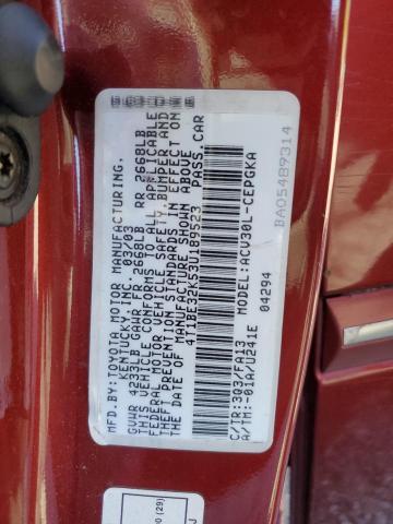 4T1BE32K53U189523 - 2003 TOYOTA CAMRY LE RED photo 13