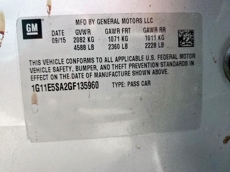 1G11E5SA2GF135960 - 2016 CHEVROLET MALIBU LIM LTZ SILVER photo 13