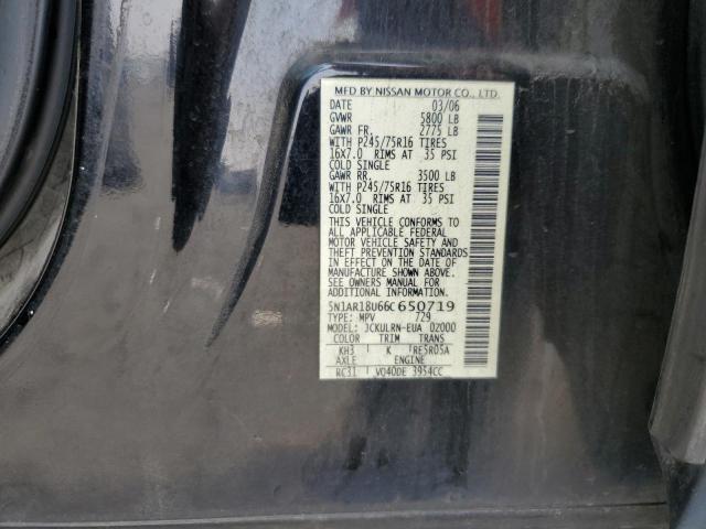 5N1AR18U66C650719 - 2006 NISSAN PATHFINDER LE 黑色 照片 12