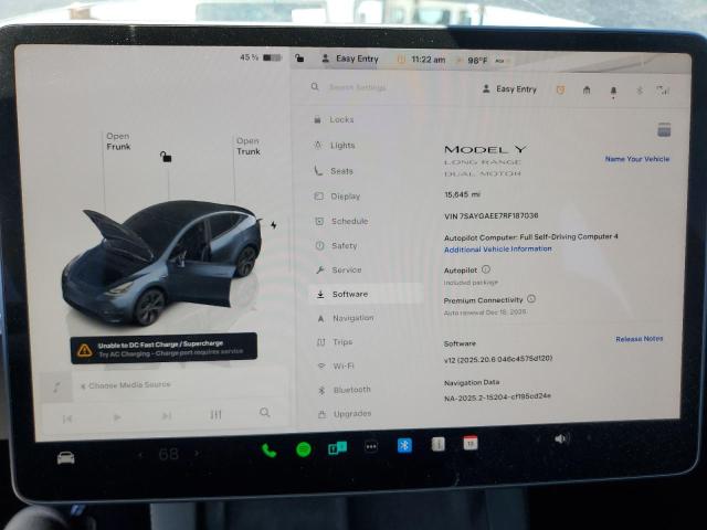 7SAYGAEE7RF187036 - 2024 TESLA MODEL Y CHARCOAL photo 9