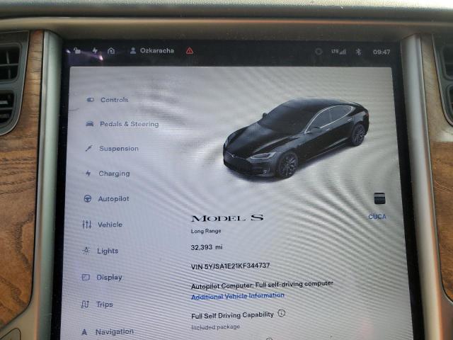 5YJSA1E21KF344737 - 2019 TESLA MODEL S Սև լուսանկար 9