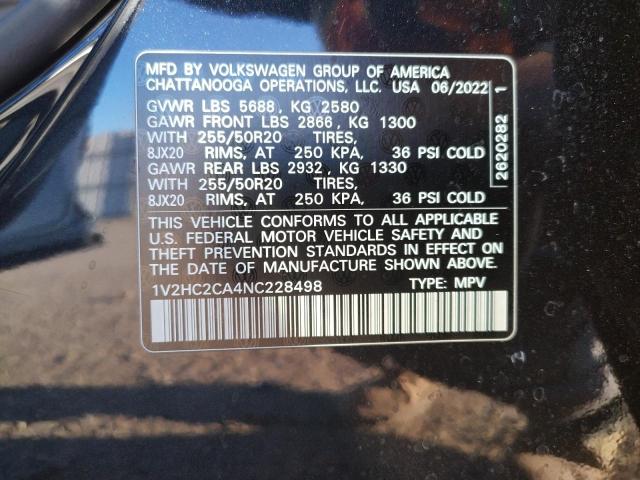 1V2HC2CA4NC228498 - 2022 VOLKSWAGEN ATLAS CROS SE Qara foto 14