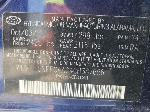 5NPEC4AC4CH387656 - 2012 HYUNDAI SONATA SE BLUE photo 12