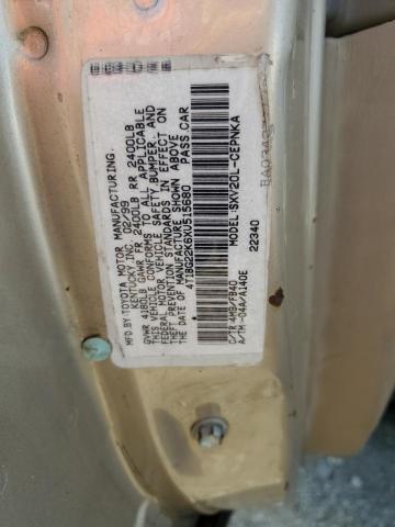 4T1BG22K6XU515680 - 1999 TOYOTA CAMRY CE GOLD photo 12