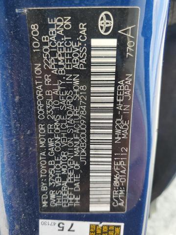 JTDKB20U097847218 - 2009 TOYOTA PRIUS 蓝色 照片 12