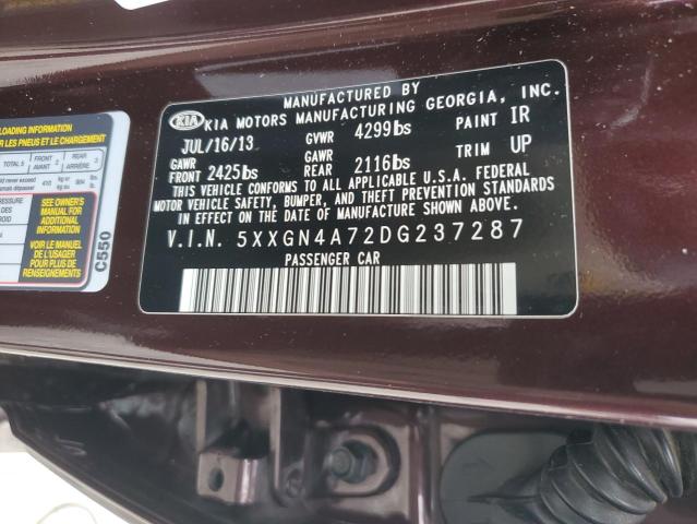 5XXGN4A72DG237287 - 2013 KIA OPTIMA EX 紫色 照片 12