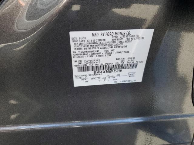 2FMGK5C80JBA15990 - 2018 FORD FLEX SEL CHARCOAL photo 13