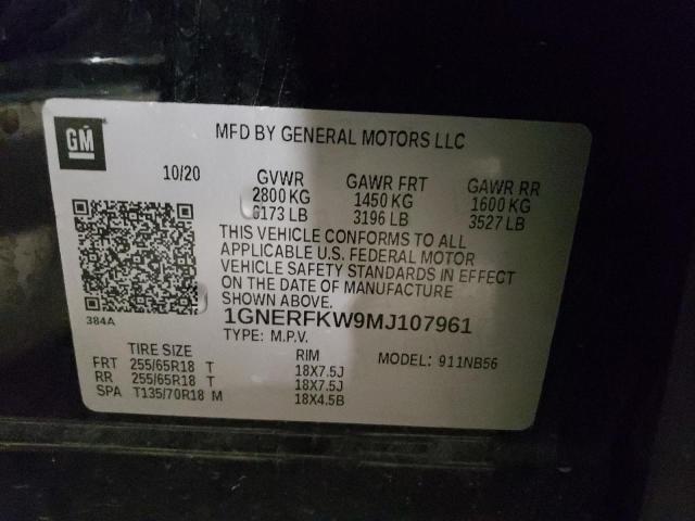 1GNERFKW9MJ107961 - 2021 CHEVROLET TRAVERSE LS BLACK photo 13