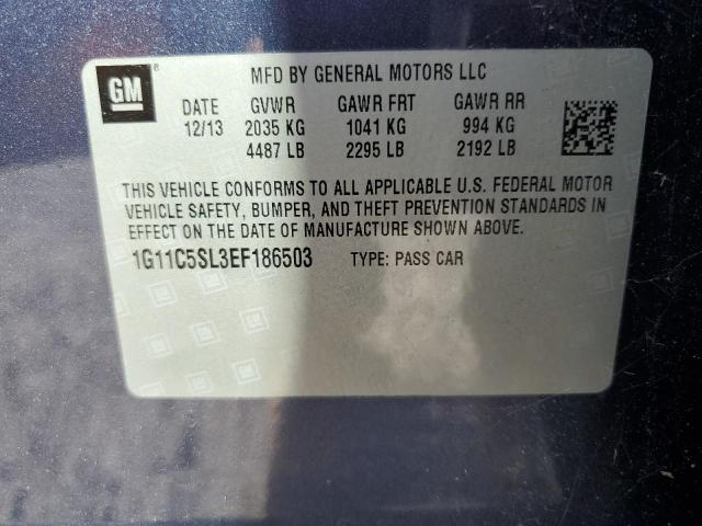 1G11C5SL3EF186503 - 2014 CHEVROLET MALIBU 1LT Mavi foto 12