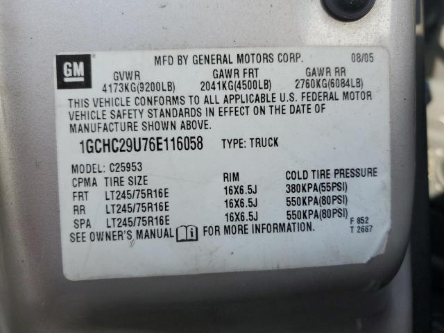 1GCHC29U76E116058 - 2006 CHEVROLET SILVERADO C2500 HEAVY DUTY TAN photo 12