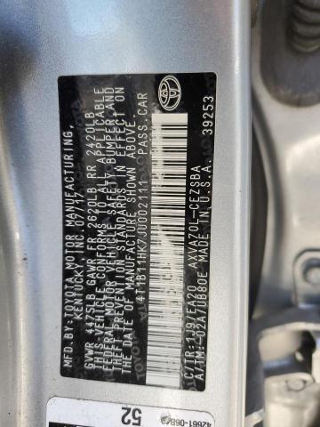 4T1B11HK7JU002111 - 2018 TOYOTA CAMRY L SILVER photo 13