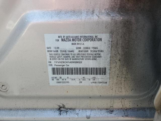 1YVHZ8CH1A5M28022 - 2010 MAZDA 6 I ვერცხლისფერი ფოტო 12