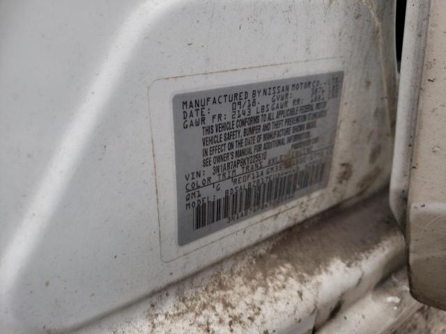 3N1AB7AP8KY225510 - 2019 NISSAN SENTRA S WHITE photo 12