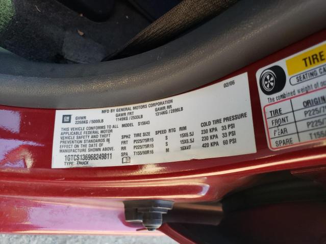 1GTCS136968249811 - 2006 GMC CANYON RED photo 12